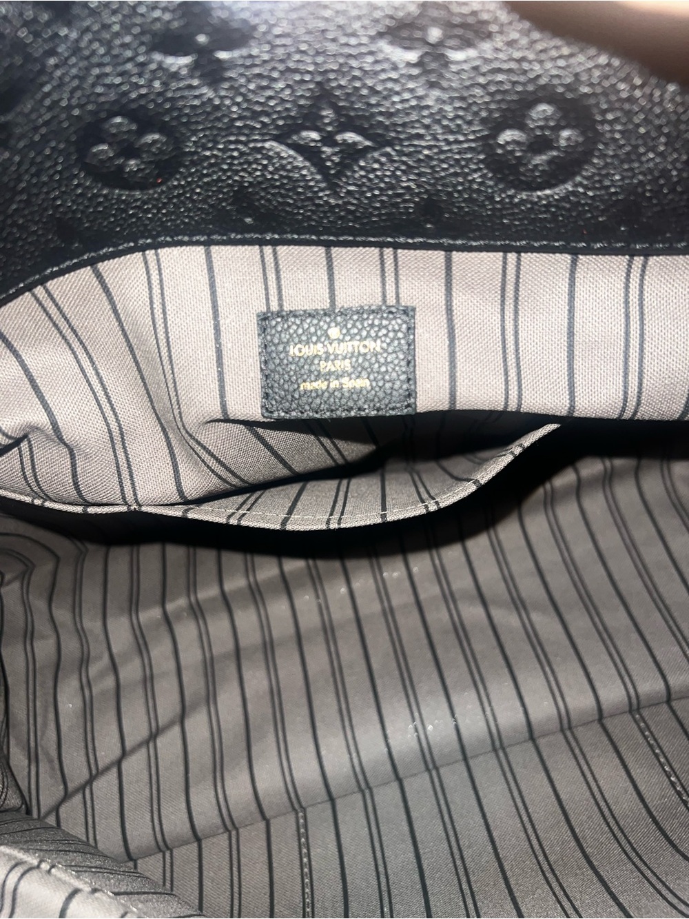 Louis Vuitton Black Monogram-Embossed Leather Shoulder Bag with Gold Hardware - Picture 9 of 16